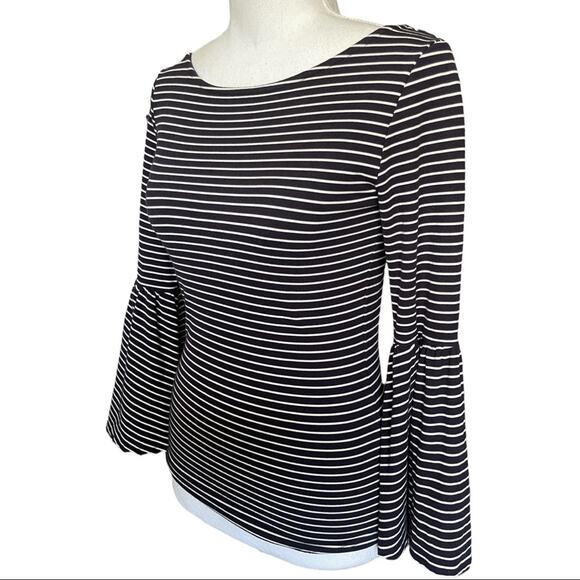 Frame Knit Boat Neck Bell Sleeve Striped Top XS - Picture 2 of 9